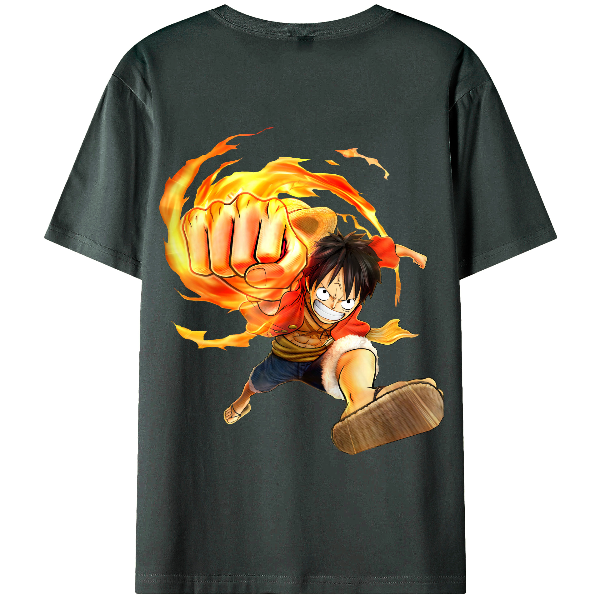 （画像用） ワンピース モンキー・D・ルフィ ONE PIECE Monkey D. Luffy 綿100％ メンズ半袖Tシャツ（バックプリント） 通気性